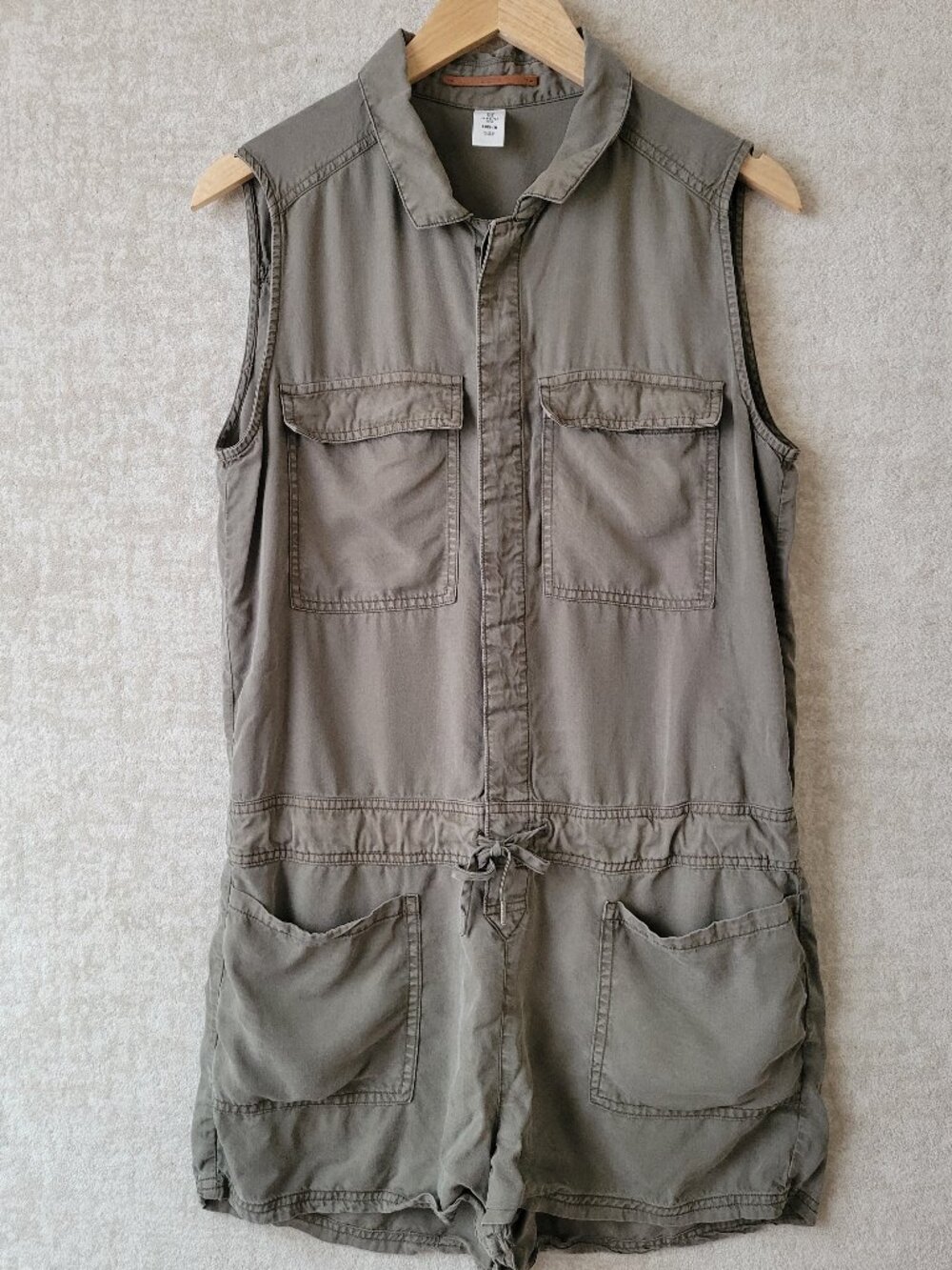 H&M &Denim Utility Romper Olive Green Sleeveless Cargo Small Sz 8 Minimalist